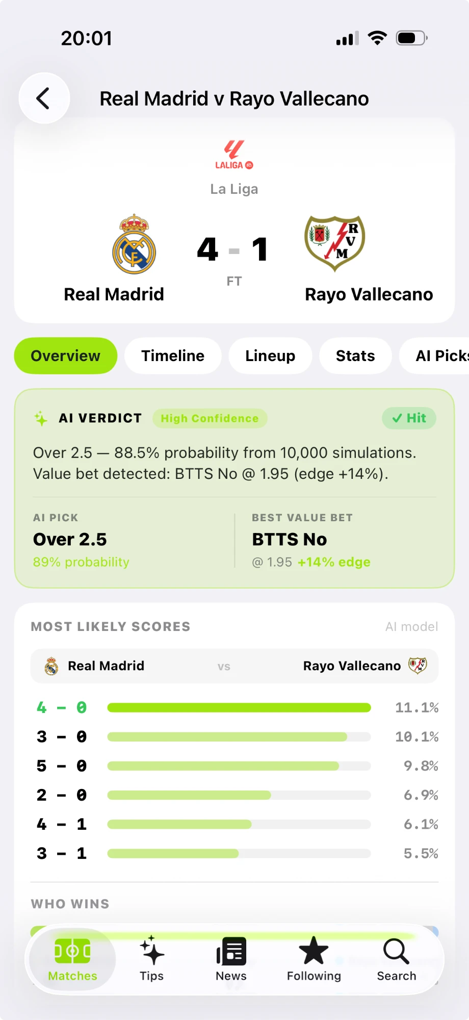 Winotips match AI verdict on iPhone